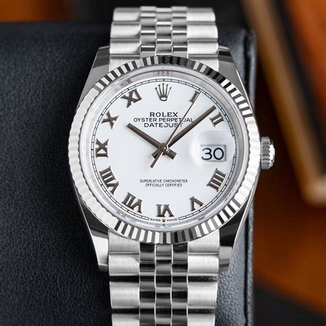 rolex datejust white rolesor|Rolex Datejust white dial 36mm.